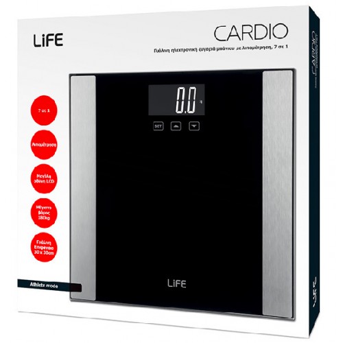 Life Cardio Ψηφιακή Ζυγαριά με Λιπομετρητή σε Μαύρο χρώμα